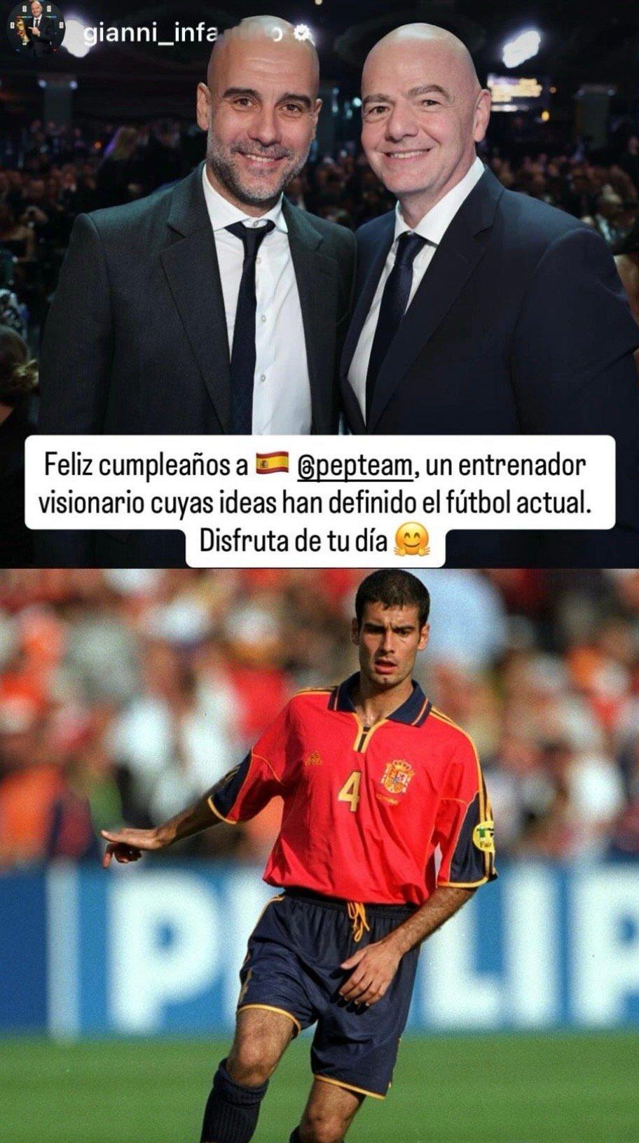 我瓜排面——国际足联主席因凡蒂诺向瓜送上生日祝福：祝你生日快乐🎂你是一位富有远