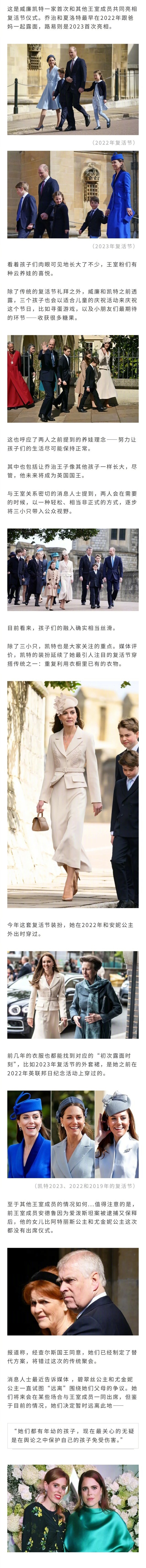 英国王室复活节仪式，三小只依然是大家讨论的焦点...网友：夏洛特和女王是真像啊.