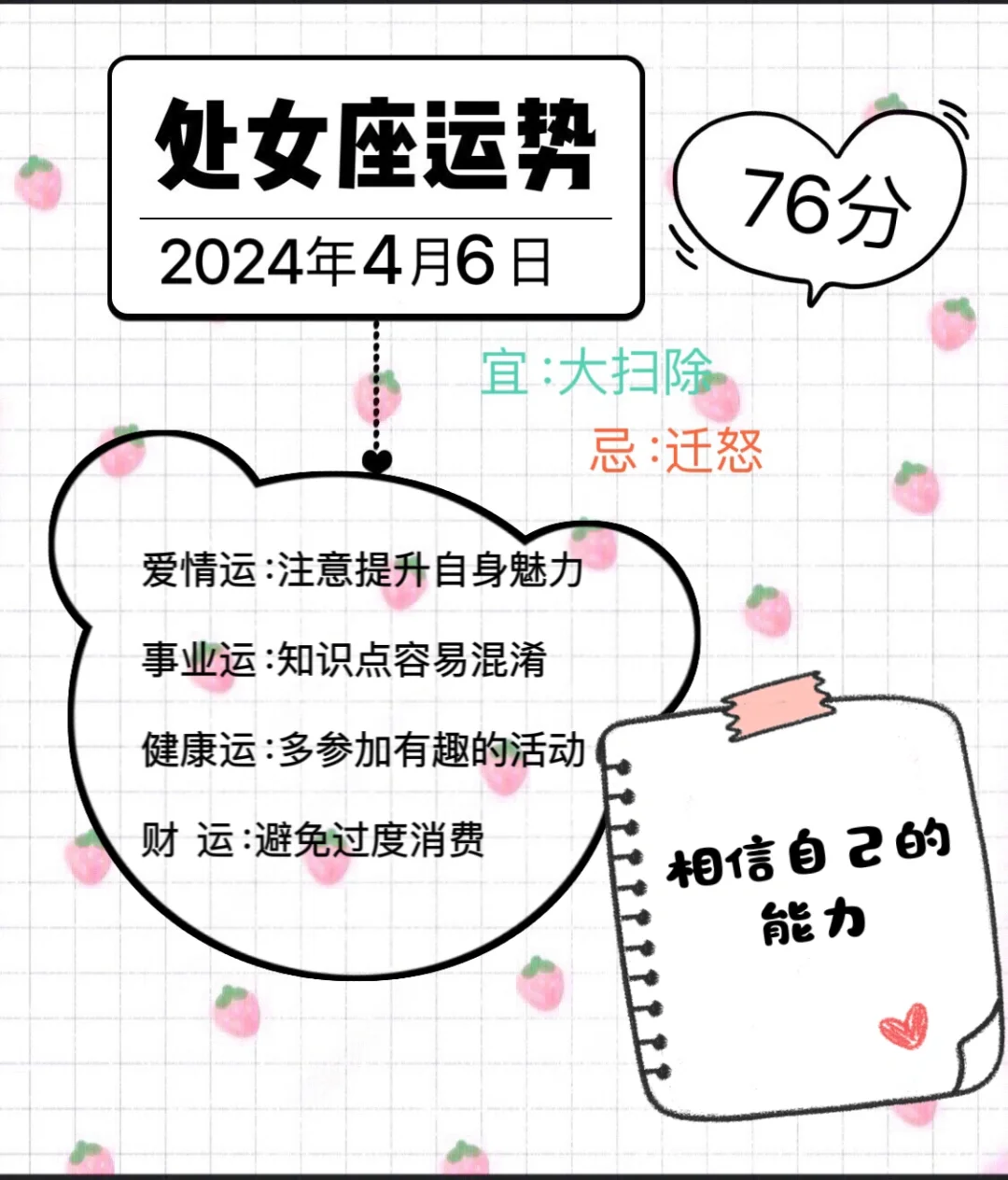 处女座2024年4月6日运势