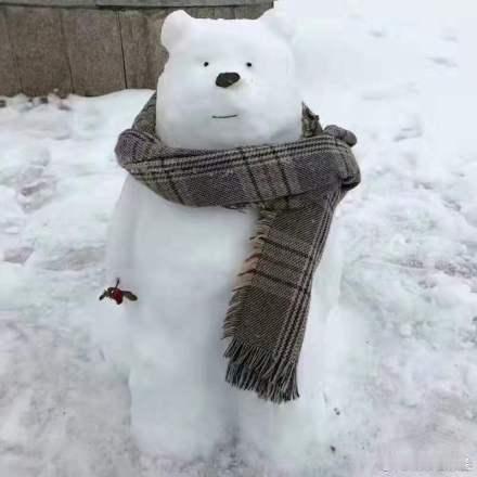 石家庄身边事 河北师范大学的童靴做的堆雪人，这技术太好了吧，好有艺术气息，你们觉