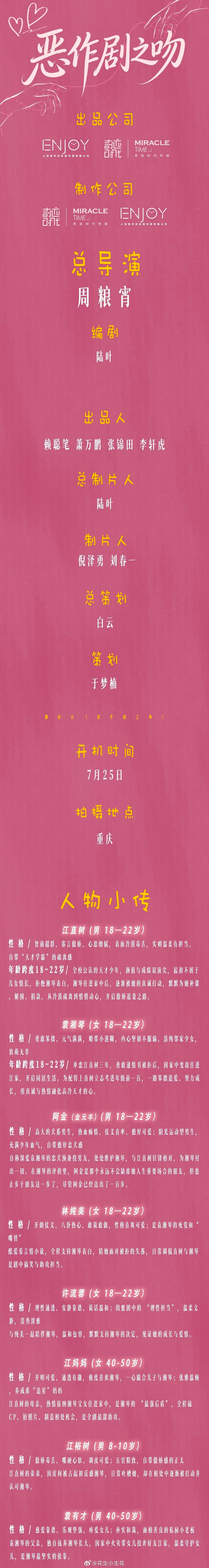 短剧《恶作剧之吻》组讯导演：周粮宵开机时间：7月25日拍摄地：重庆恶作剧之吻短剧