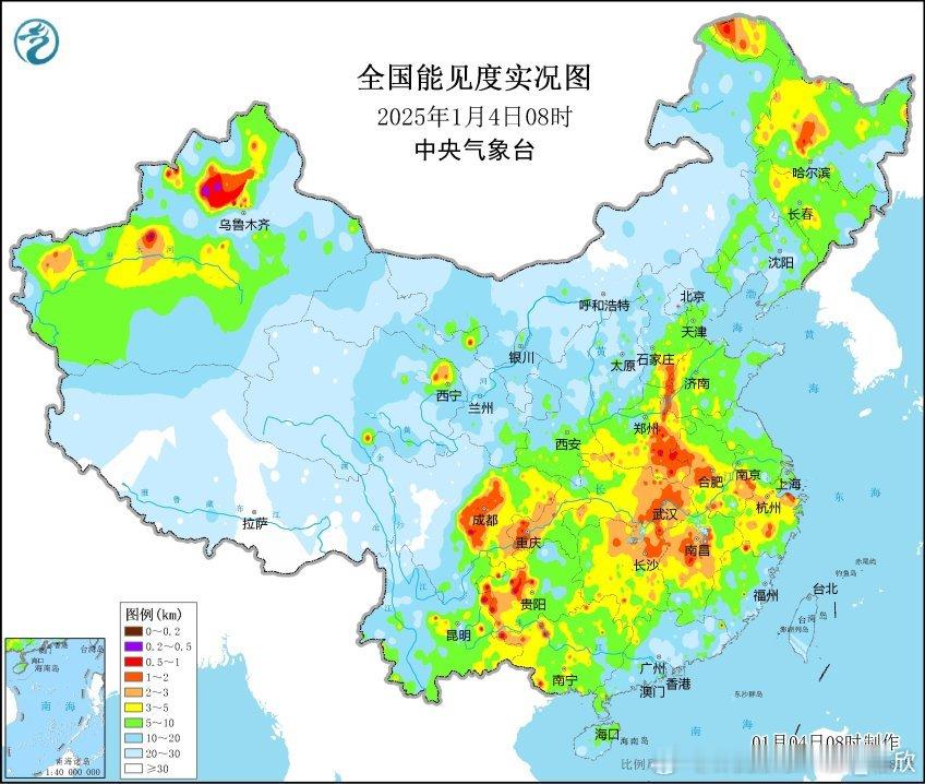 【雾霾混杂】今晨从河北南部山东西部到河南湖北湖南以及四川盆地，新疆天山北麓，空气