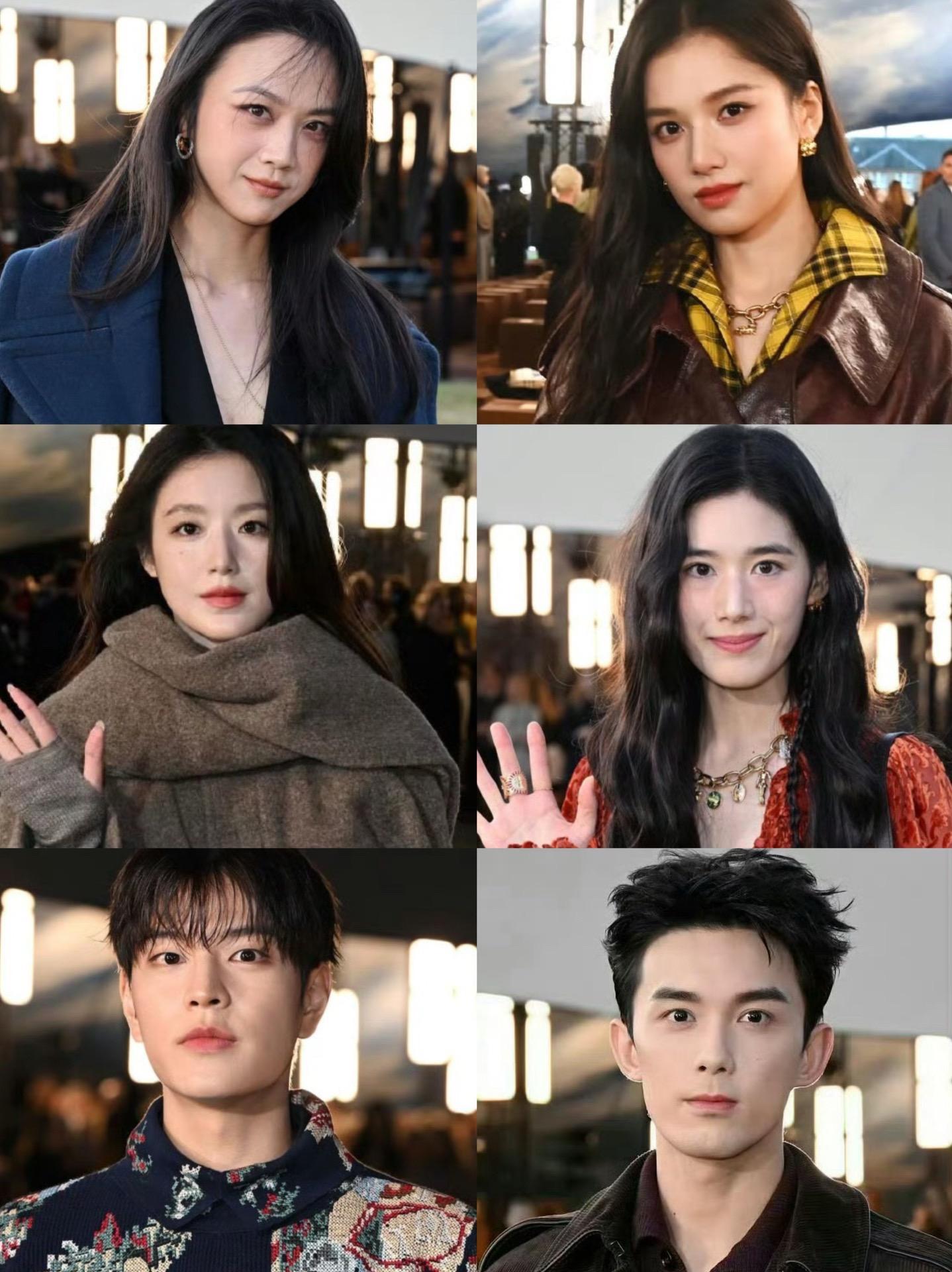 Burberry大秀明星生图汤唯。Burberry大秀 汤唯 吴磊 郑...