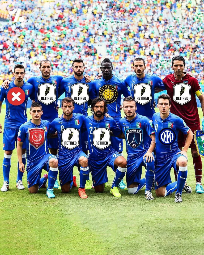 對上一次出席世界盃決賽週，意大利主力陣中還有四位球員繼續緊職業生涯… 🇮🇹巴