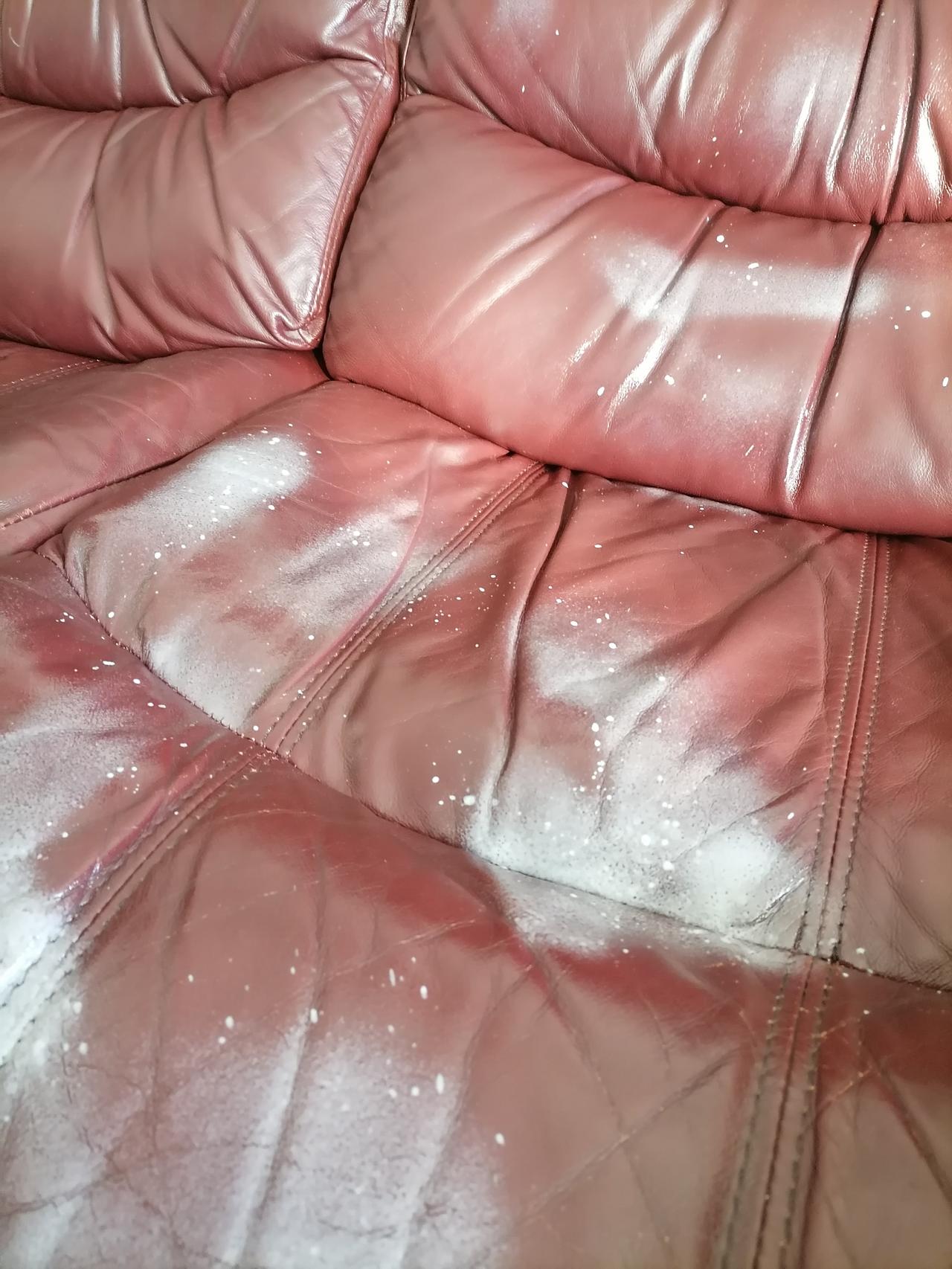 闲来无事，今天上午给家里皮沙发做个美容，先用软微湿巾将沙发面擦一遍，然后用碧丽珠