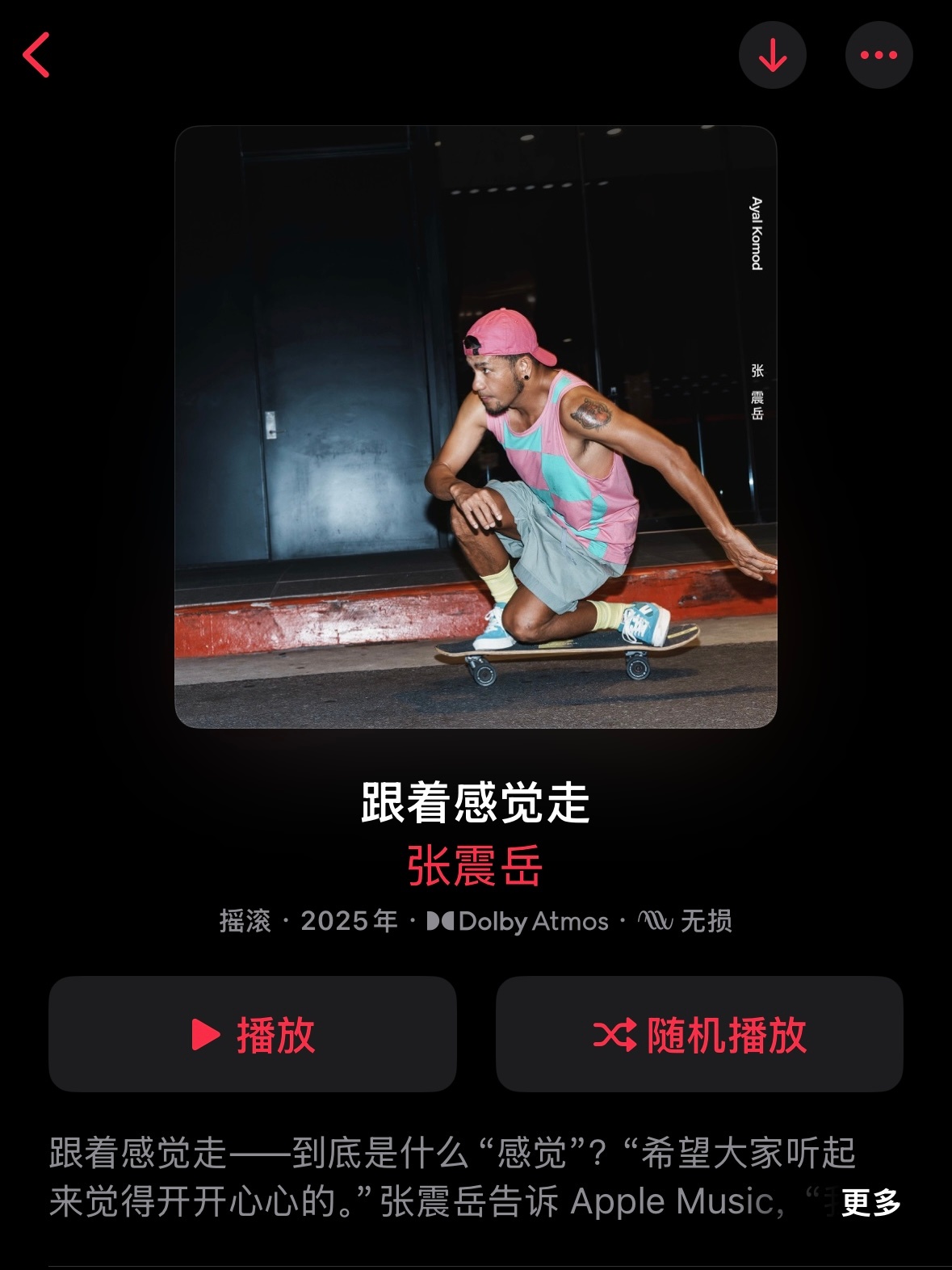 终于来了！整张专辑。 《跟着感觉走》张震岳，感觉上，无限接近现阶段的自我状态。 