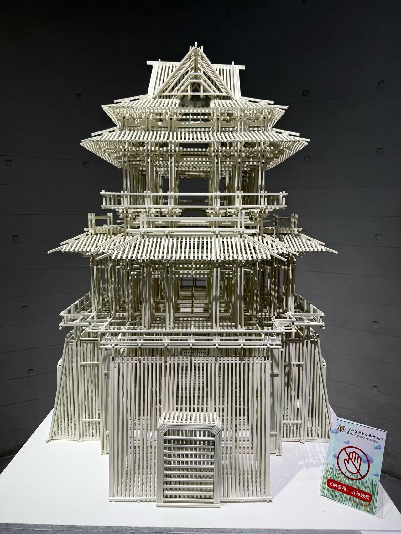 这不是楼，是骨。
千万根细竹条，像千万根被精心排列的肋骨，撑着一座没有血肉的塔。