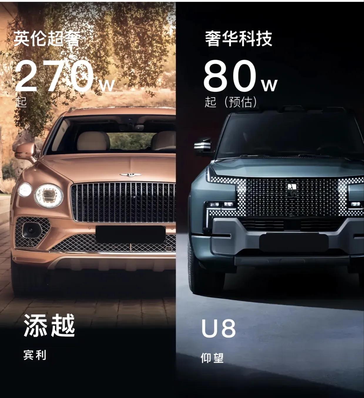 不是很懂，仰望U8学谁不好偏偏学宾利[what]

仰望U8这个车性能，科技，动