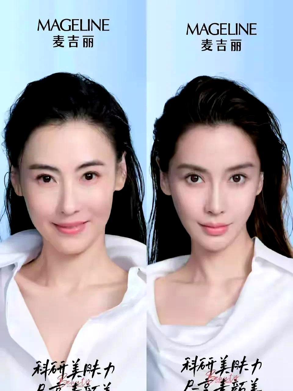 你敢信吗，同样搞白衬衫湿发裸妆，怼在太古里3D巨幕上，40多岁的骨相硬是把30多