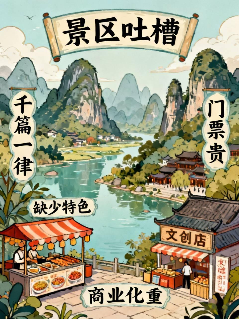 标题：不少人吐槽，现在的景区越来越不好玩了
很多年轻人感慨，现在景区千篇一律。到