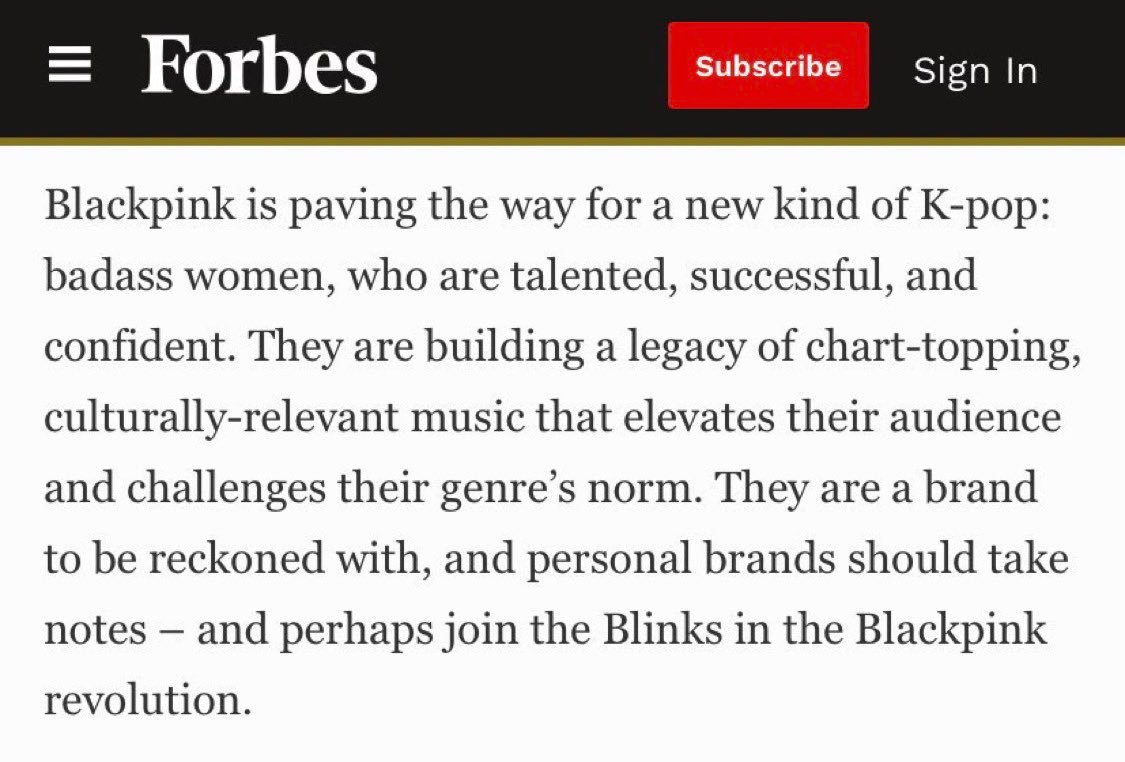 福布斯发表BLACKPINK相关文章📃“BLACKPINK正在为一种新型K-P