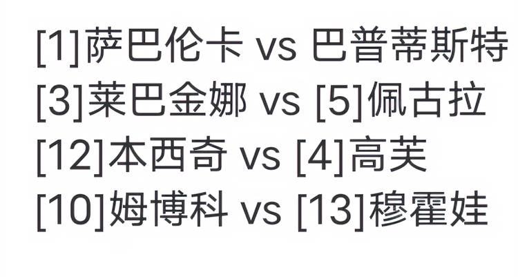 迈阿密女单八强！！
除了巴普蒂斯特够黑外，其他都挺正常的
八强中，前五除了斯瓦泰