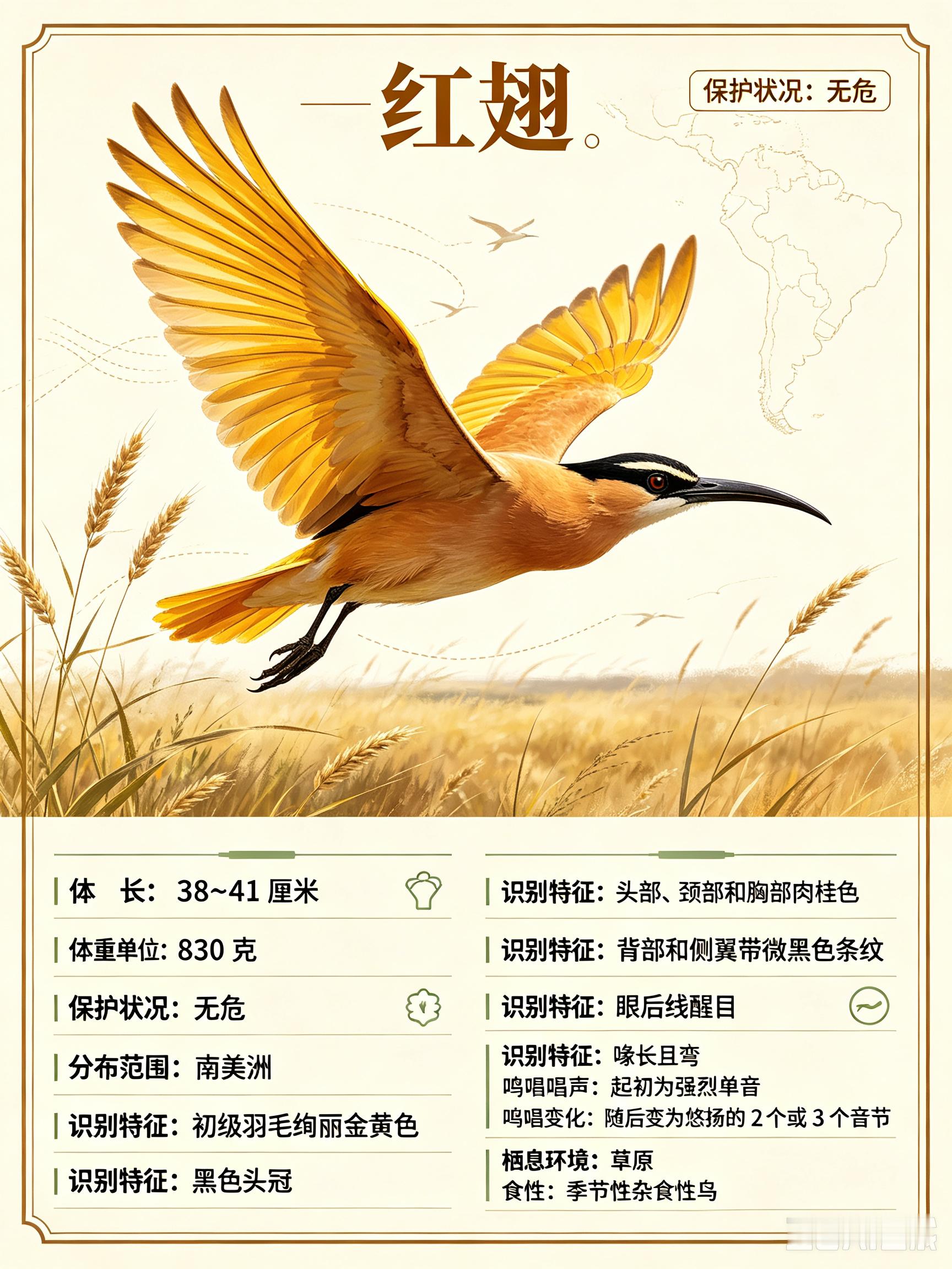 鸟类朋友图鉴 红翅体长：38~41 厘米体重：830 克社会单位：独居保护状况：