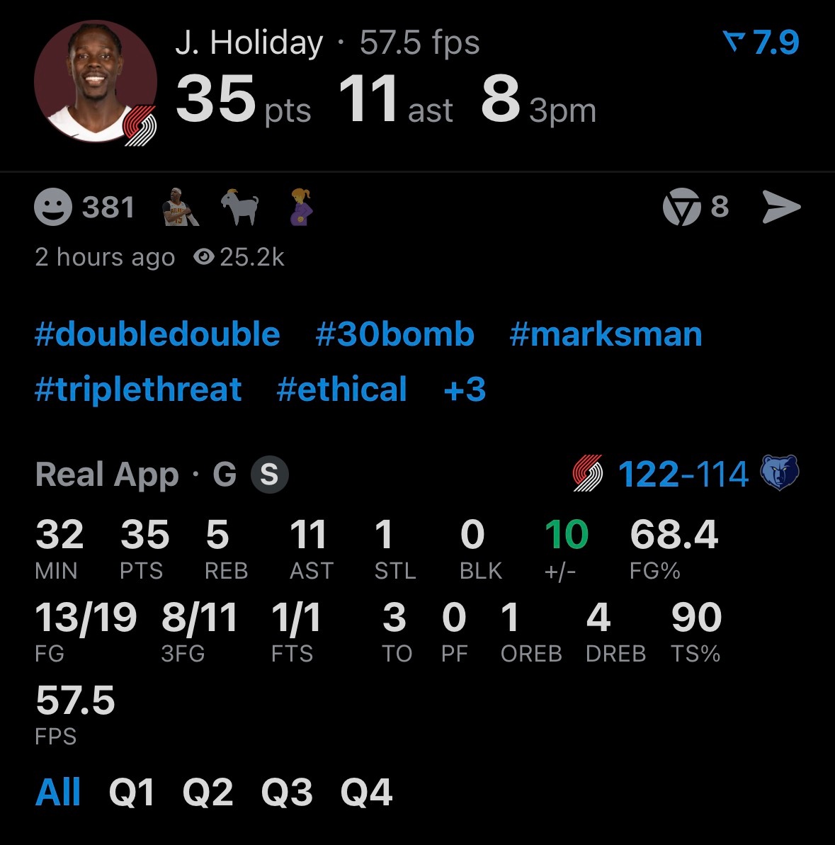 大残阵灰熊逼出了最佳三年最强的假日哥今天要没有霍勒迪真的开拓者这个家散了…姜还是