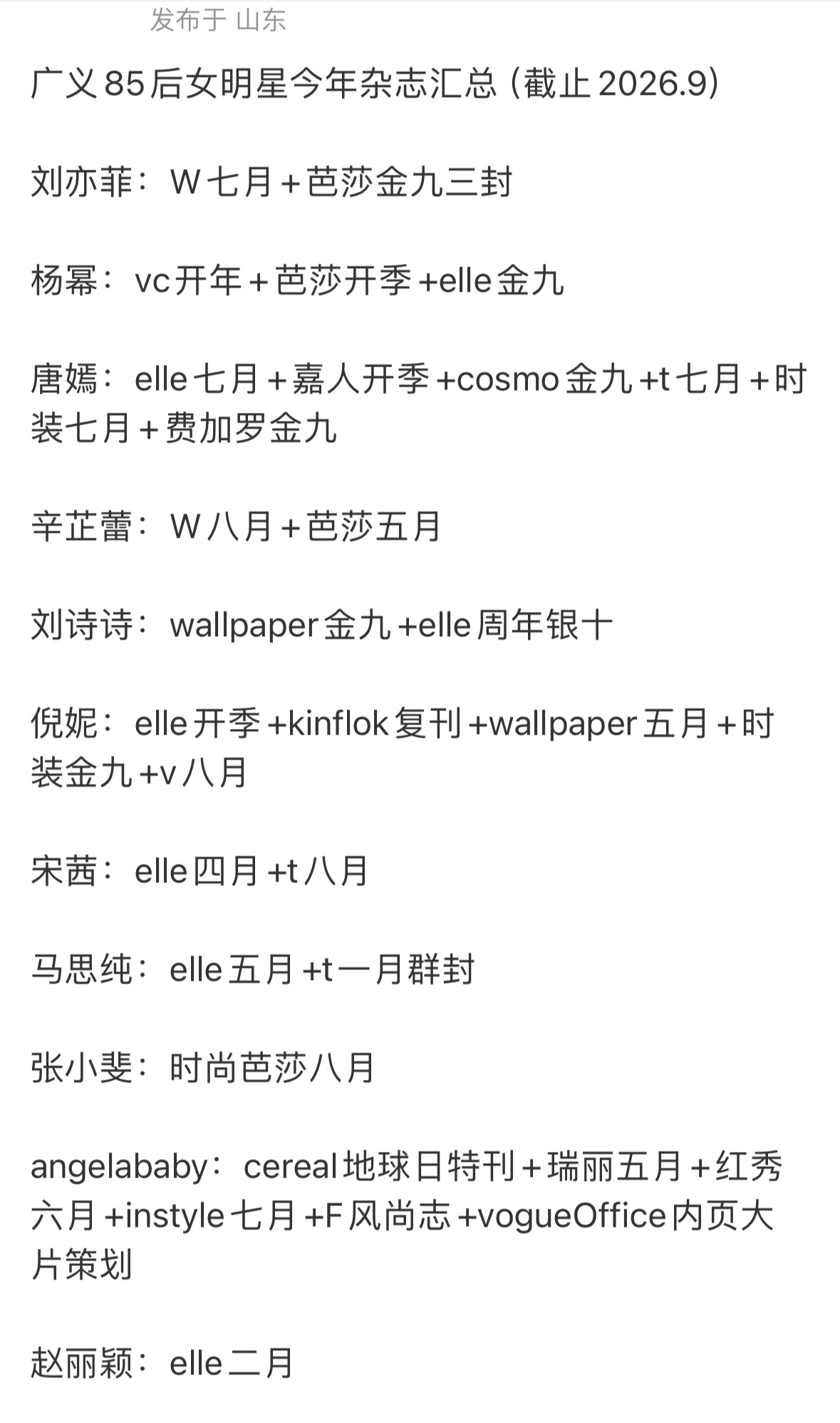 今年杂志不管是数量、含金量、质量唐嫣赢麻了，妥妥的top1[赞][赞][赞]唐嫣