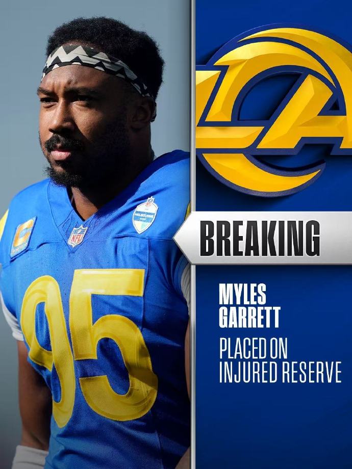 NFL：公羊冲传手加雷特接受膝盖手术，至少缺席4场比赛