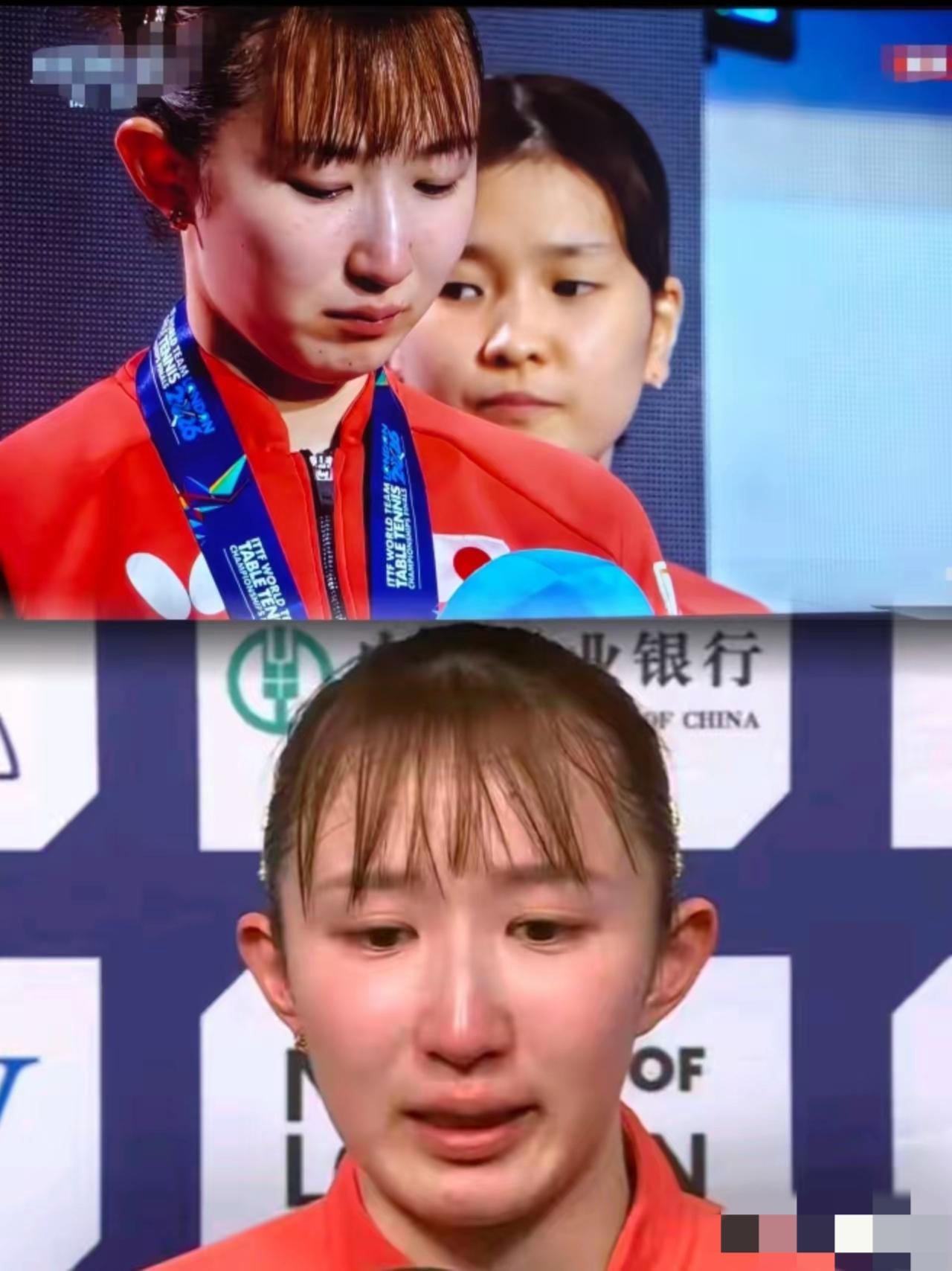 刚刷到早田希娜赛后的采访
直接给我看乐了。
​小姑娘两眼通红哭得那叫一个惨，哽咽