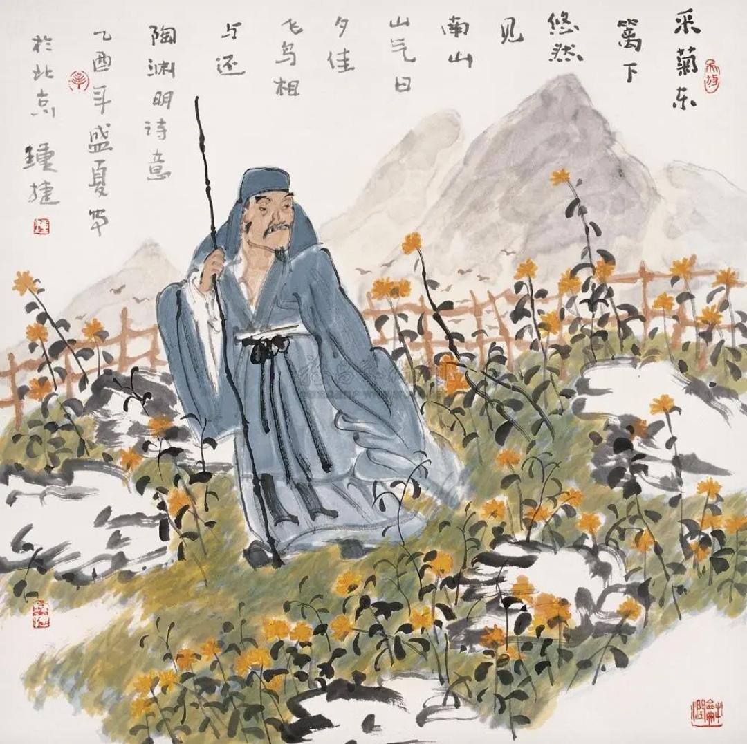 上联，？？？

下联，东坡绽放，渊明归隐种菊花