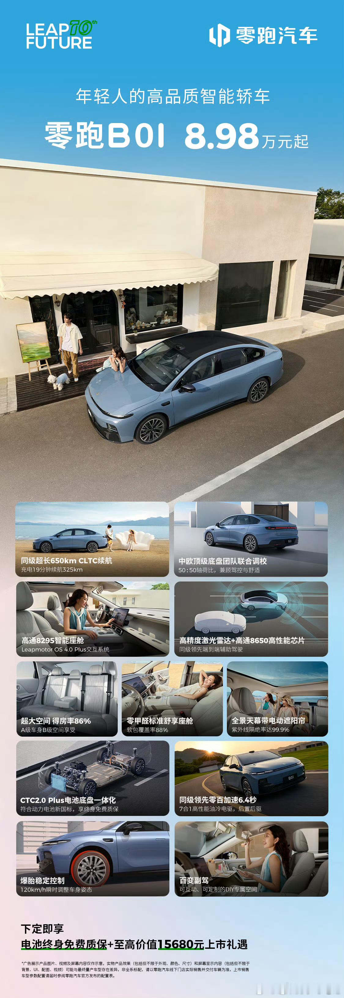 这也不是半价Model3啊，8.98万起，太卷了[允悲]零跑B01上市价8.98