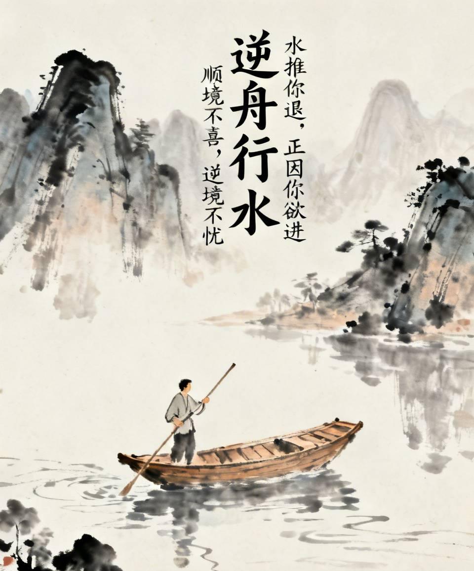 逆舟行水

舟子逆水行，力竭欲弃。老艄公笑：“水推你退，正因你欲进。”知行合一，