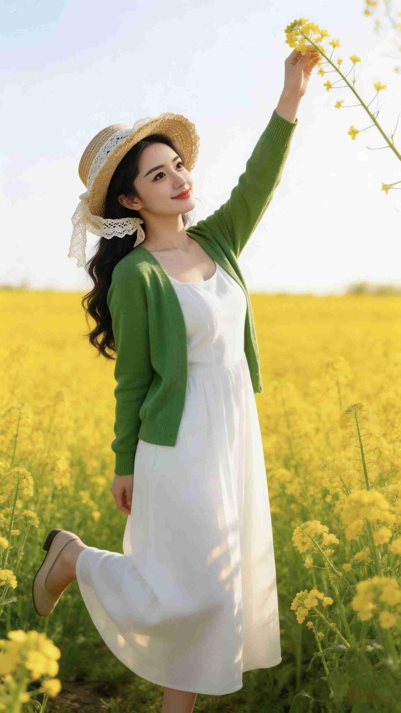 我的今日状态：😁轻松愉快
我这里的天气：☀️晴天
《花田拾光》
 
草笠轻垂蕾