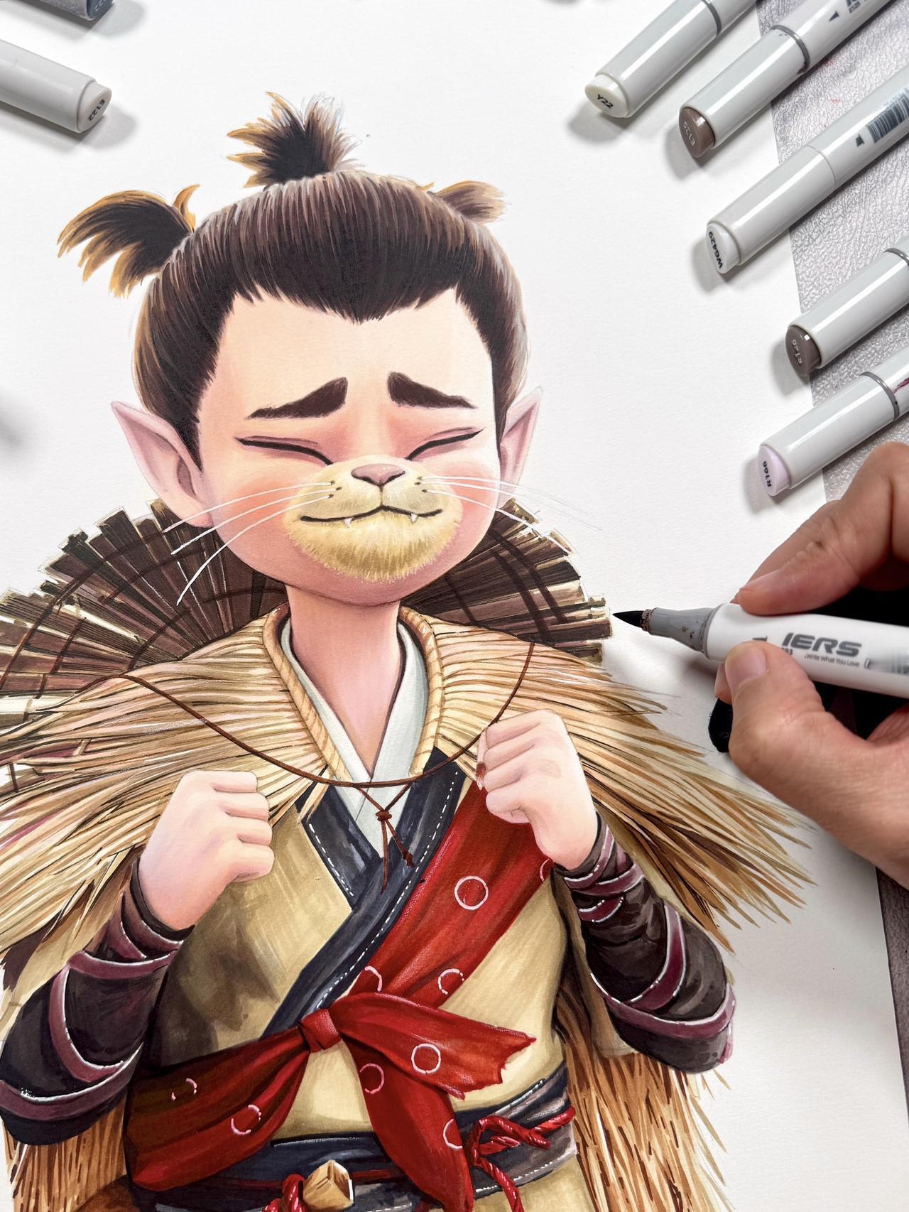 申小豹 哪吒之魔童闹海 马克笔马克笔手绘 绘画过程