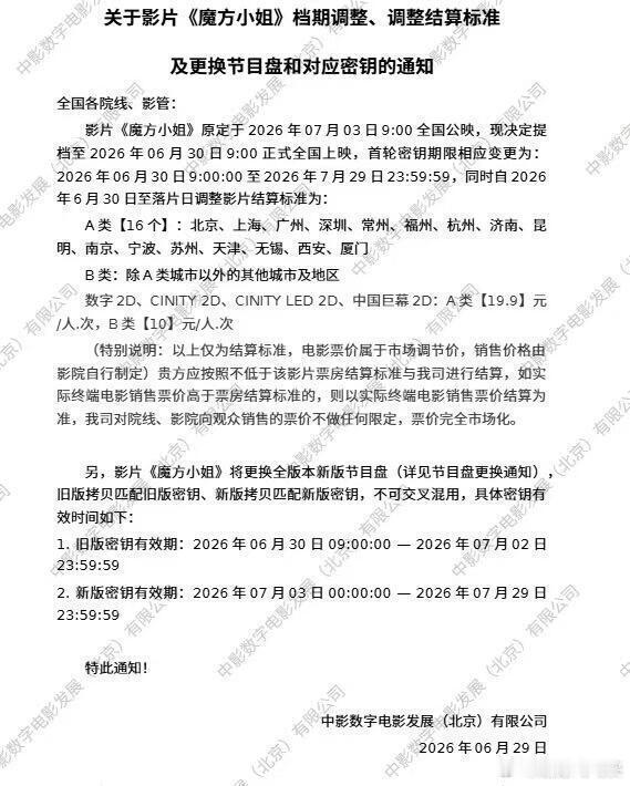 魔方小姐提档魔方小姐调低全国票价 本来乖乖等原定上映日期，刷到提档降价消息直接惊