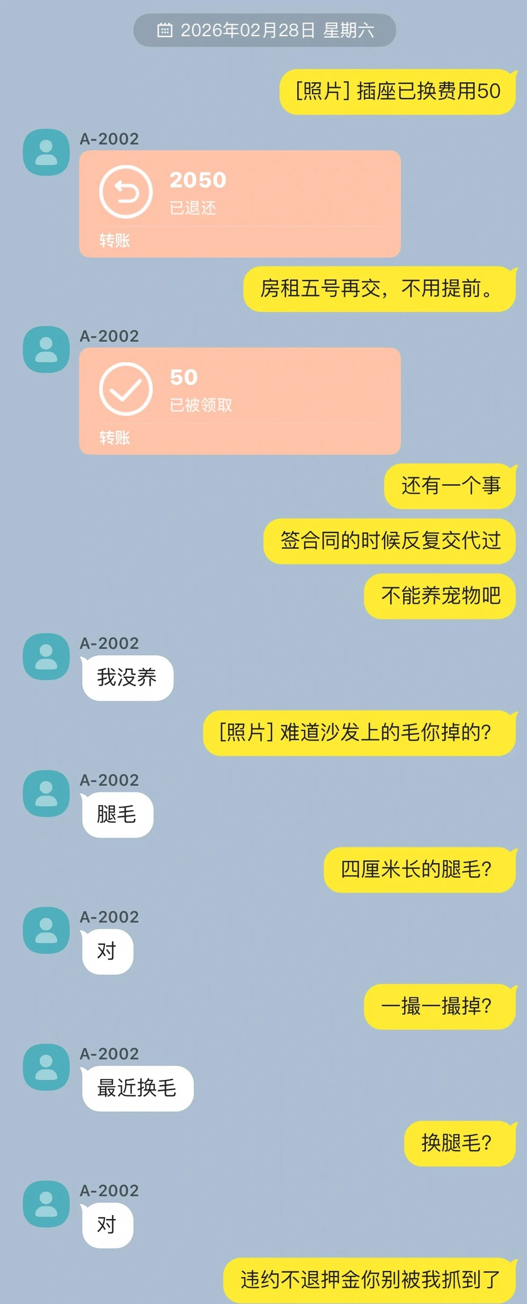 租客一直掉毛我处理不好。
