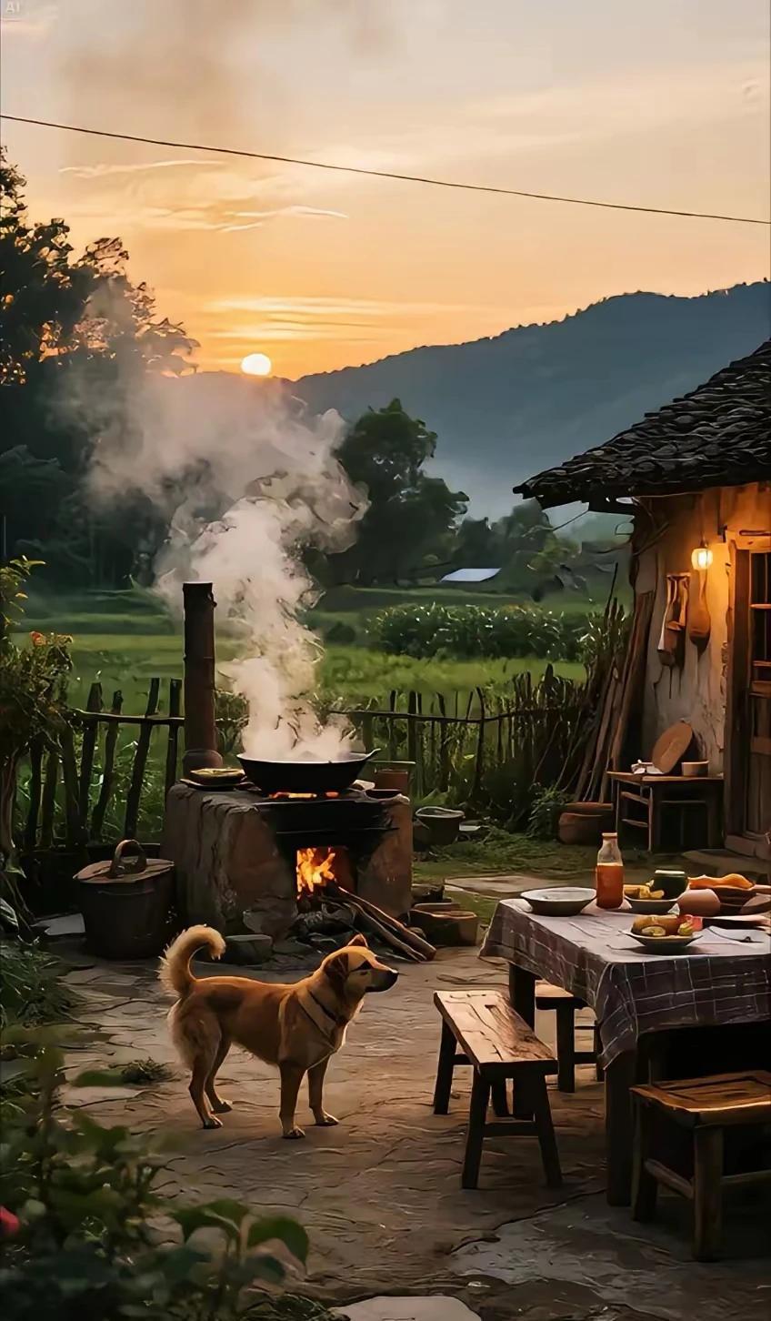 金字经·山水晚景
青山衔落日，
翠柳锁轻烟。
泉响桃香绕篱边。
眠，云纱浸月圆。