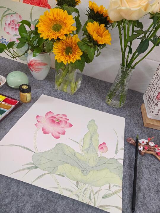 没骨荷花