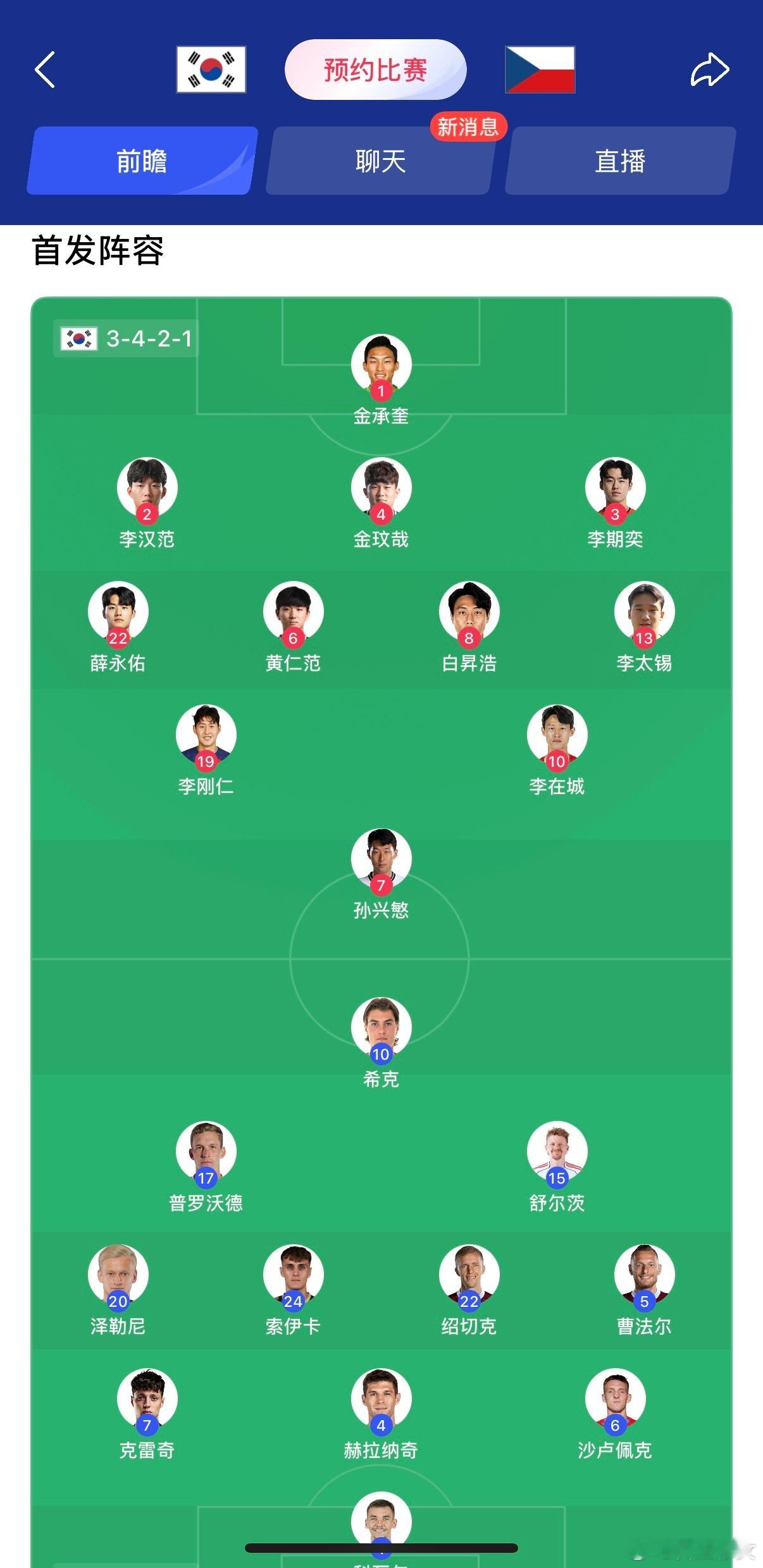 韩国vs捷克韩国vs捷克双方优势及赛事看法一、两队各自优势韩国队最大亮点是边路冲