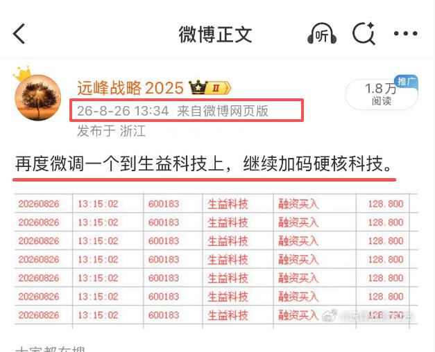 前两天，在科技最艰难时刻，我依旧在不断地加码AI硬核科技，三天时间从生益科技12