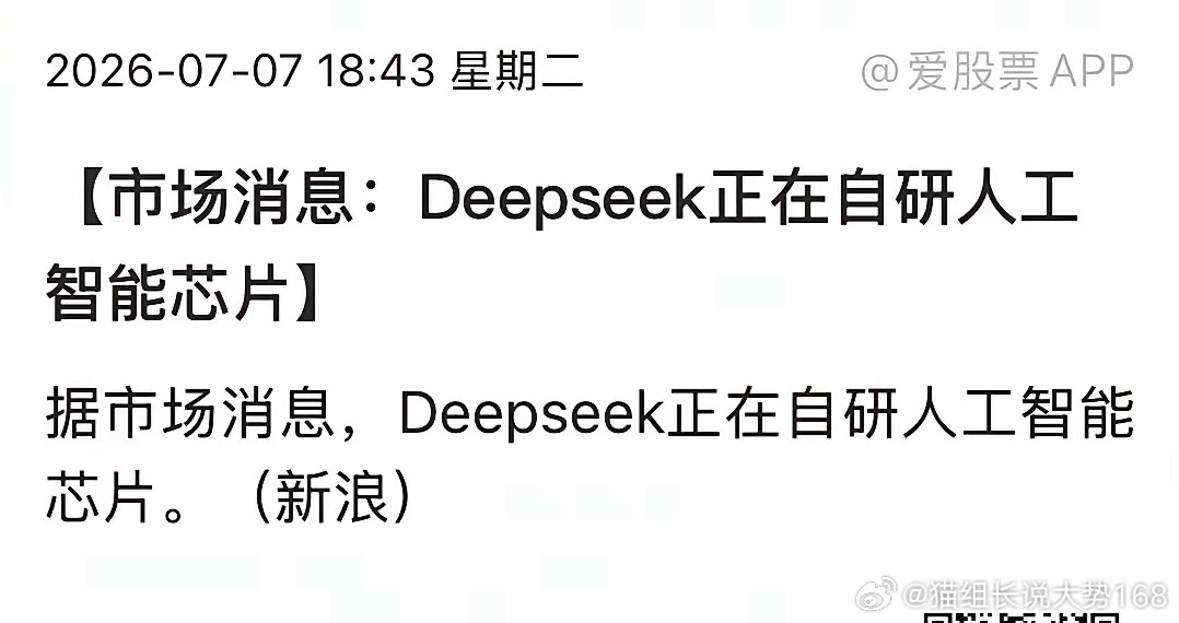 市场曝出重磅消息：DeepSeek启动自研AI芯片项目，目前正密集对接芯片设计、