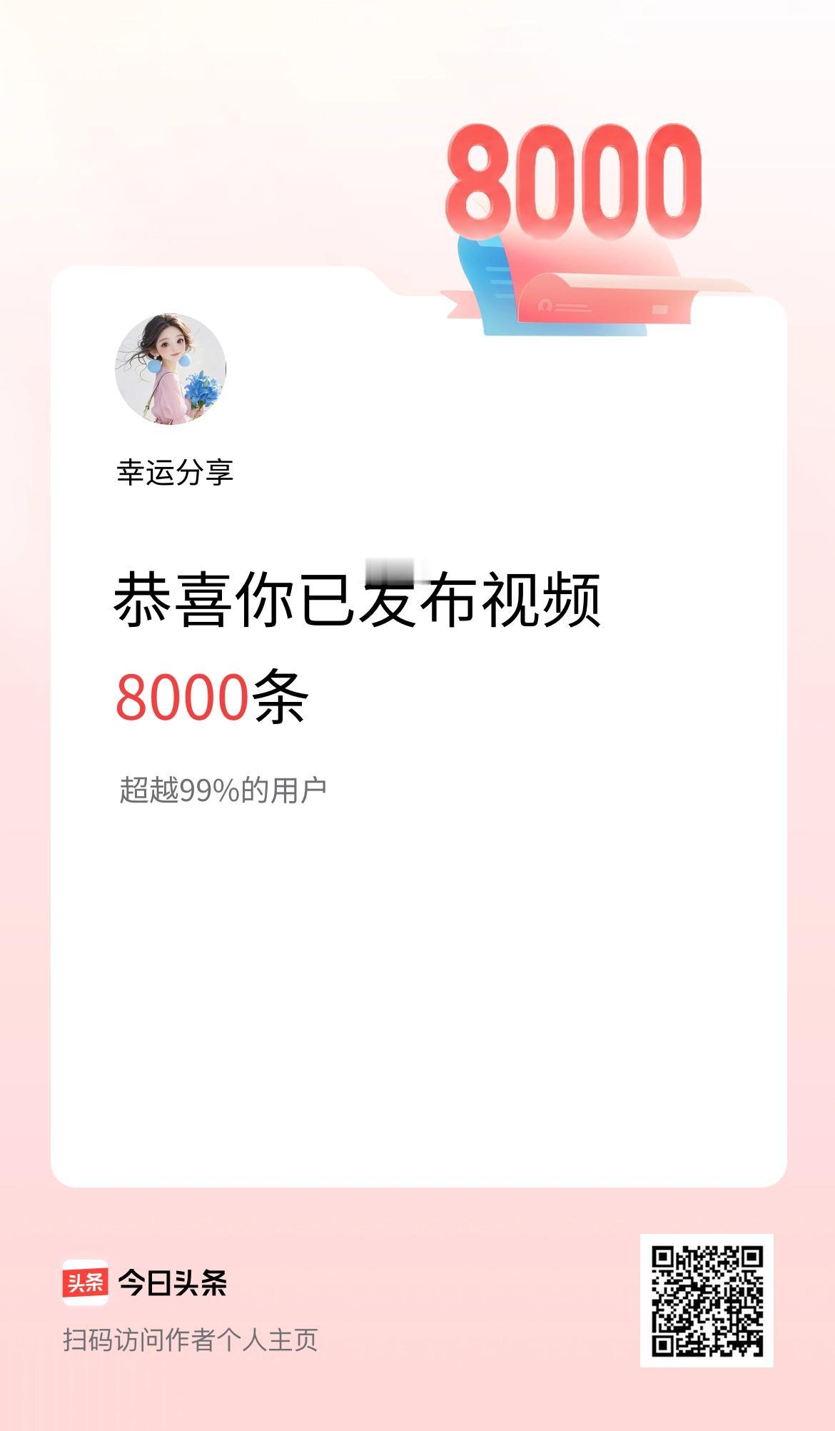 我在头条累计视频投稿8000个