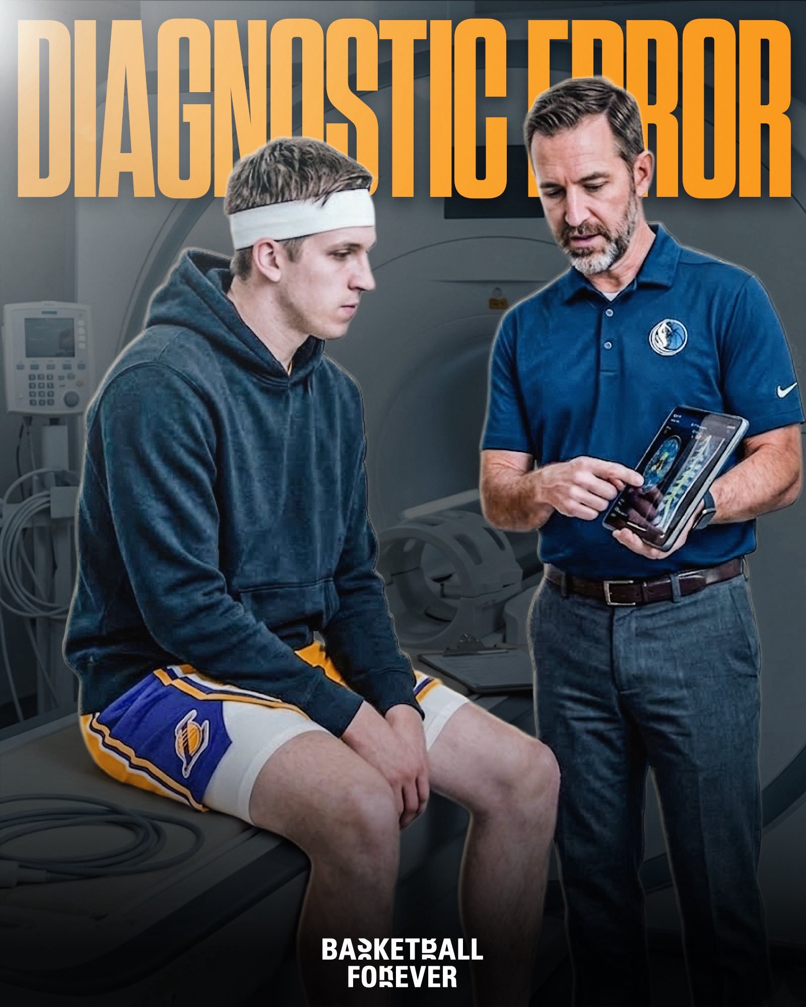 里夫斯接受了第二次左侧肋骨核磁共振检查。此前，达拉斯独行侠队医务人员的诊断失误导