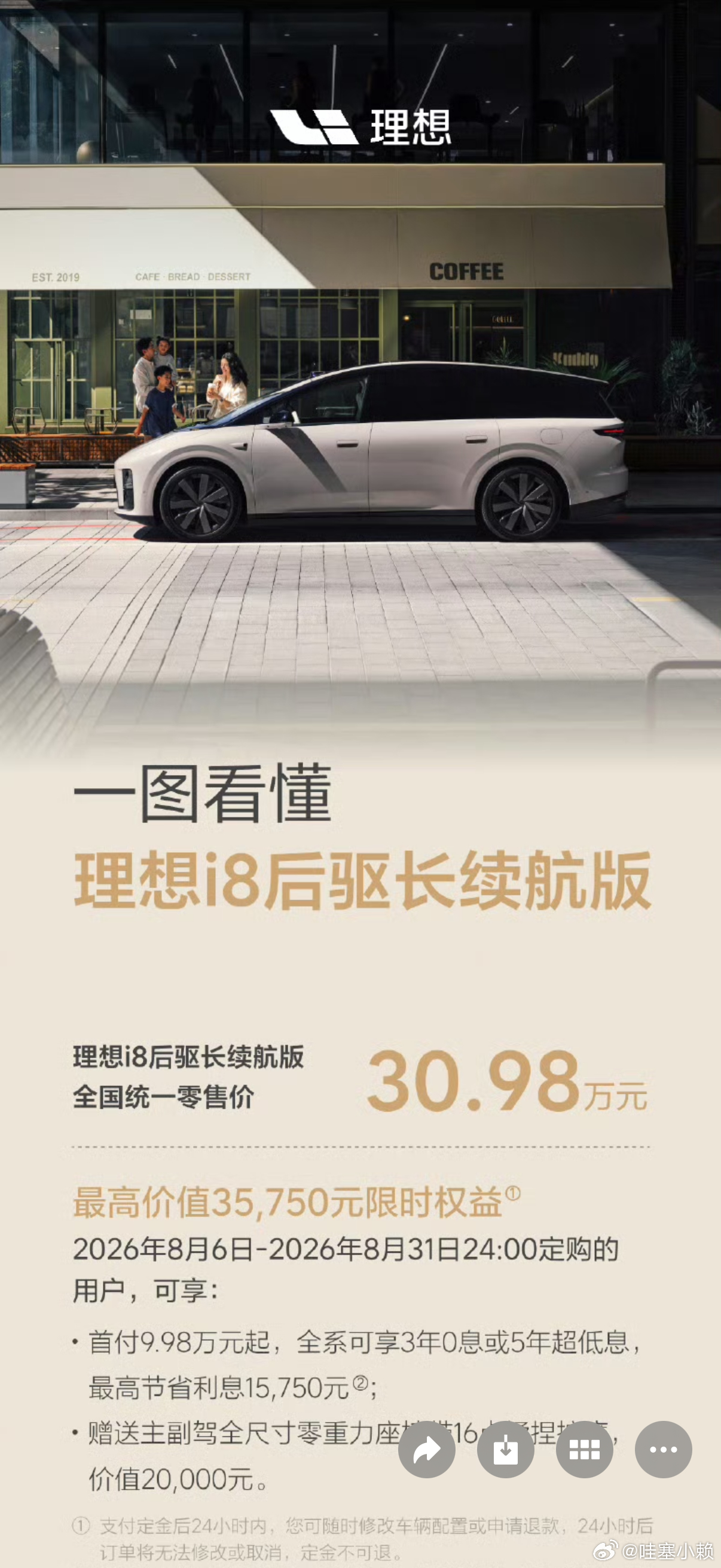 理想i8 我一直都觉得是好车，现在又出了个新款后驱长续航版，这种车本来就不追求性