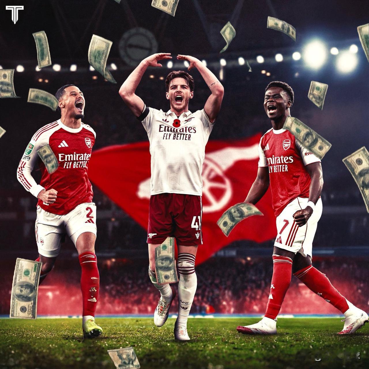 阿森纳球员身价增长：（初始转会费 → 当前估值）

•⁠  ⁠萨卡：0英镑 → 