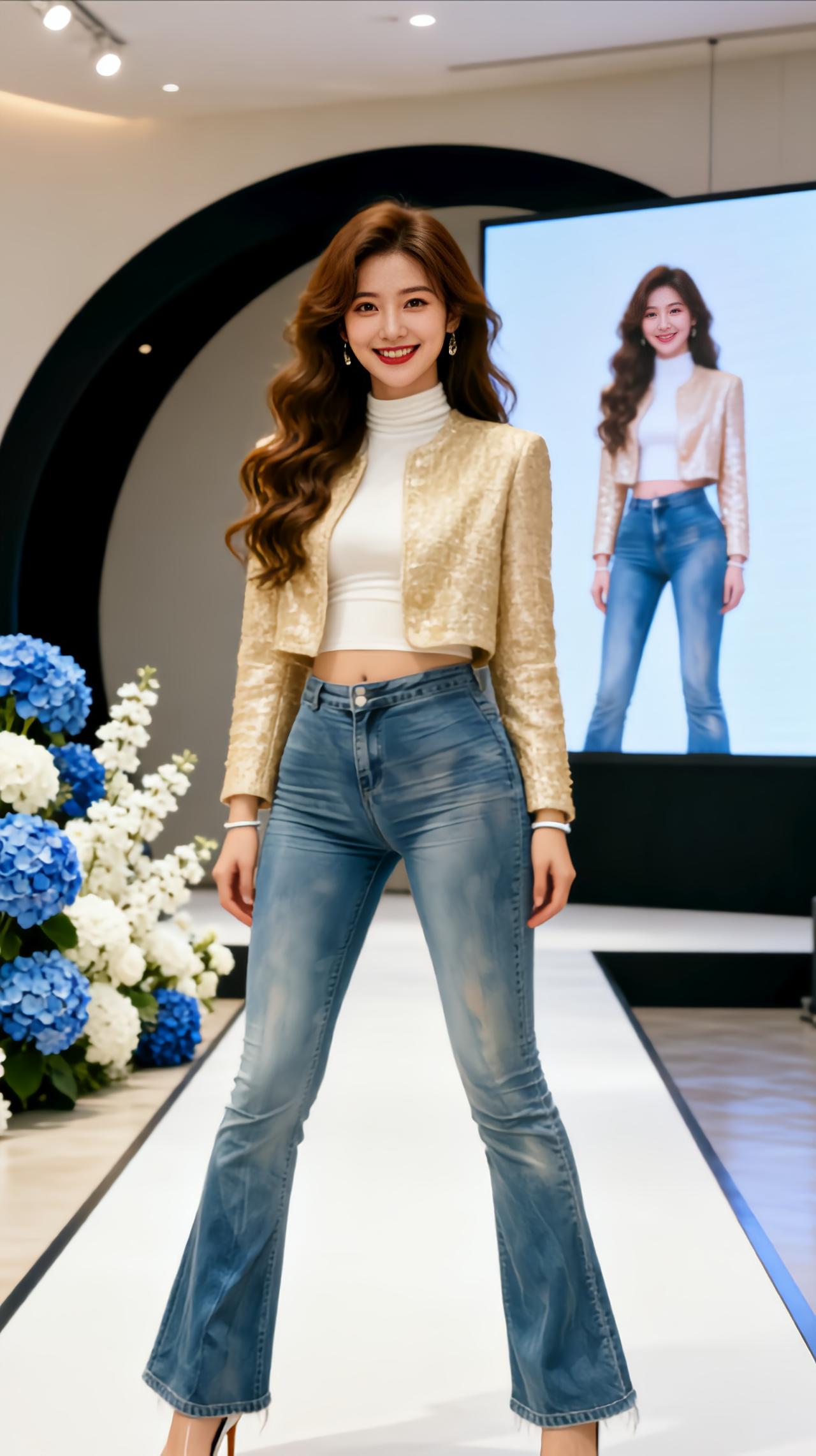 牛仔阔腿裤的百变魅力 直筒显瘦秀场同款长裤 微喇裤时尚魅力 大秀穿搭 贵气牛仔裤