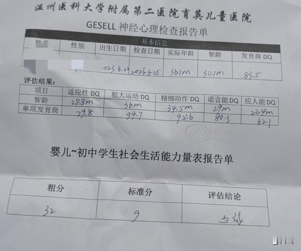 今天我找医生，开3岁儿子发育迟缓的证明，想让老师在他犯错的时候能够包容点。但是医