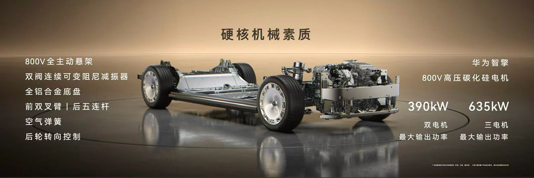 尊界典藏全域融合架构2.0搭配800V全主动悬架，提前化解坑洼、坡道路况冲击。首