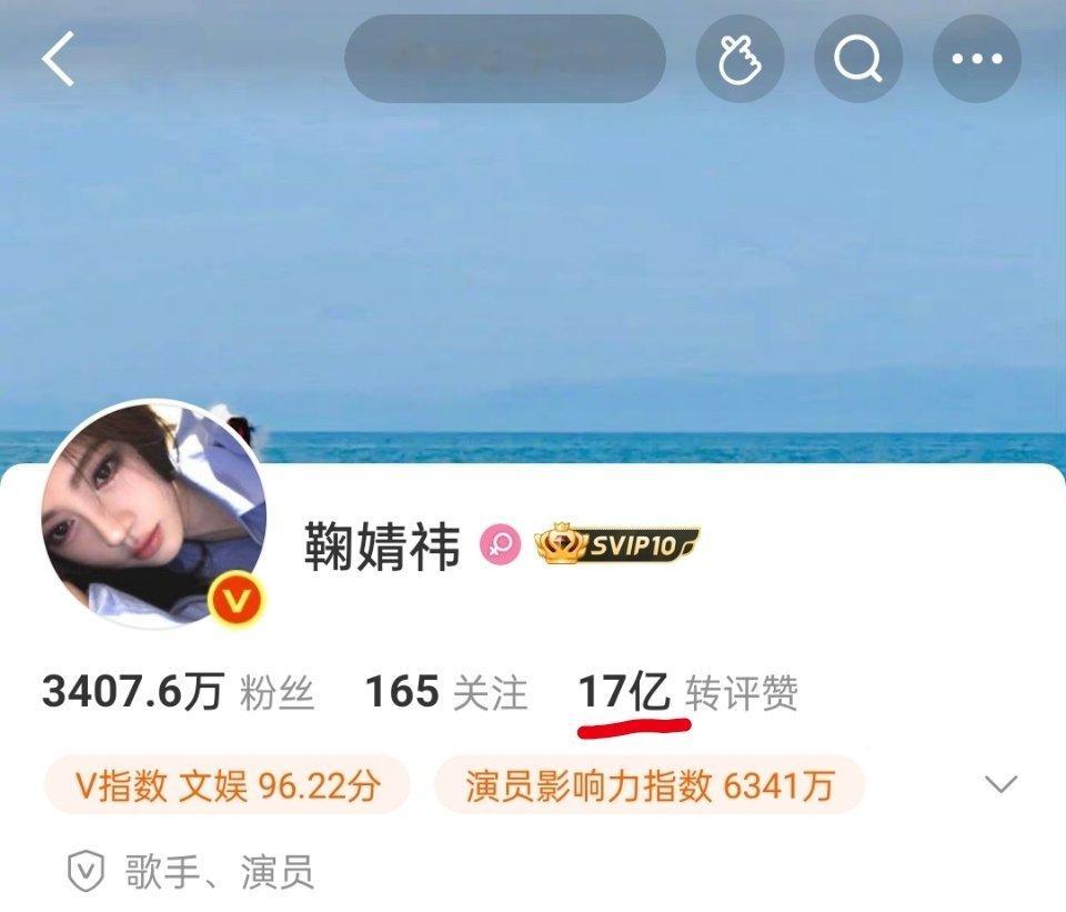 鞠婧祎zzp这么快破17亿了，万花世界开机后，各数据又涨了不少 