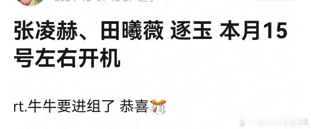 张凌赫逐玉12.15开机 张凌赫、田曦薇新剧《逐玉》12.15开机，张凌赫和田曦