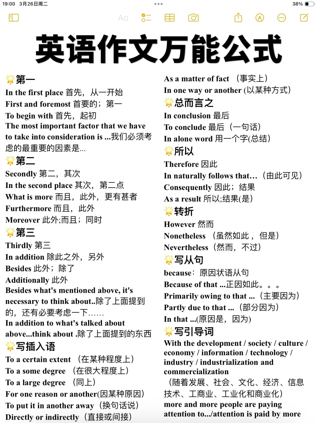 英语作文万能公式！及高分句型！背会直接用