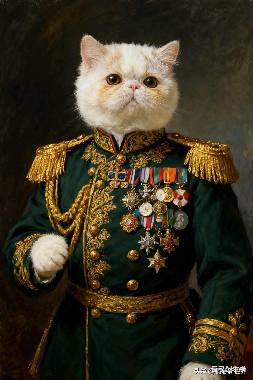 “威风凛凛的猫咪将军，谁说猫不威武？”🐱👑傲气的小猫 猫