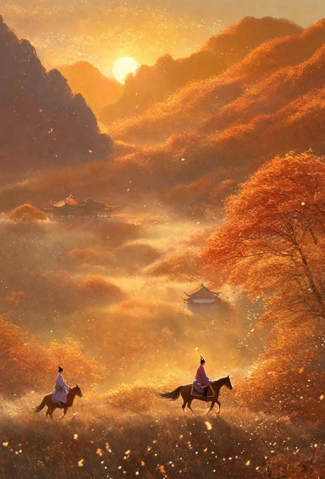落日有情还照坐，我思君处君思我。/苏轼 