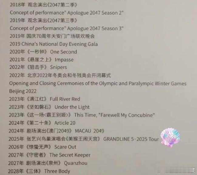 曝张艺谋工作室作品集电影三体或2028年上映 张艺谋工作室作品集透露，2027年
