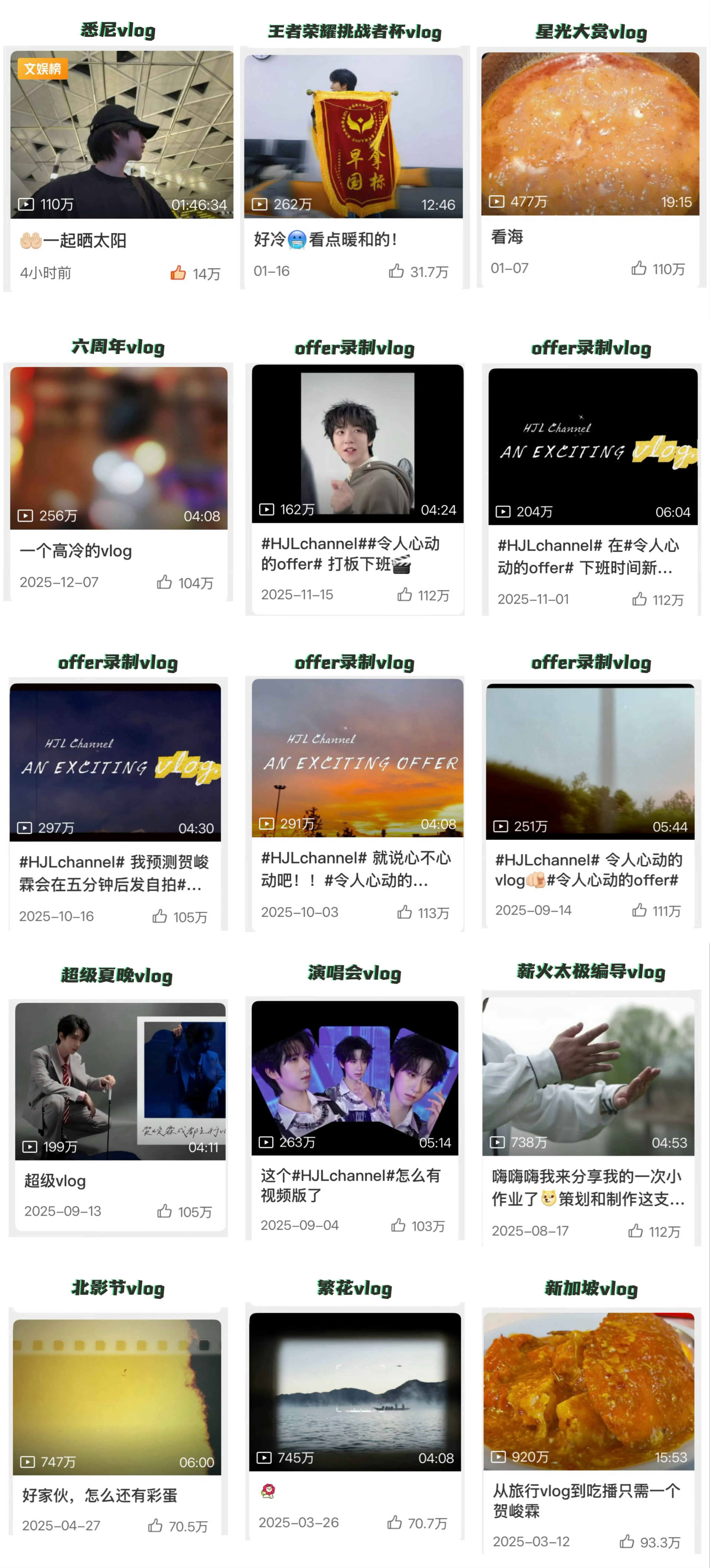一年期间内峻霖发的vlog统计如图一：个人风格固定，和粉丝的分享欲也很稳定。实在