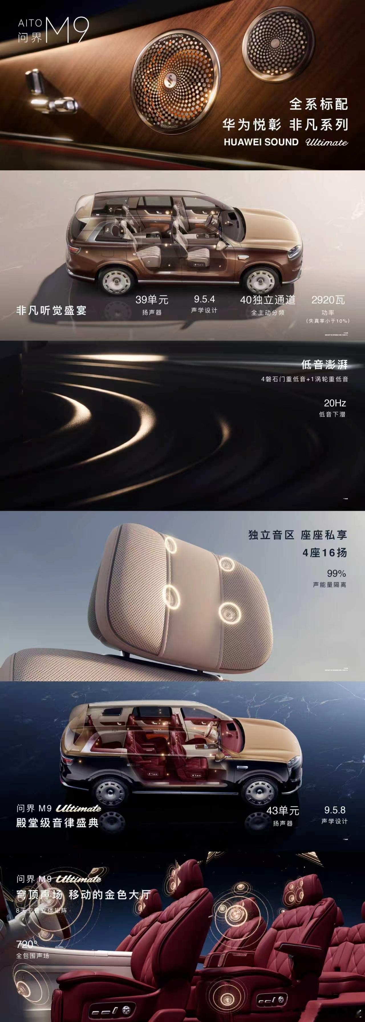 鸿蒙智行发布会  问界M9以顶级影音配置，打造移动沉浸式影院。首创双百万像素全彩