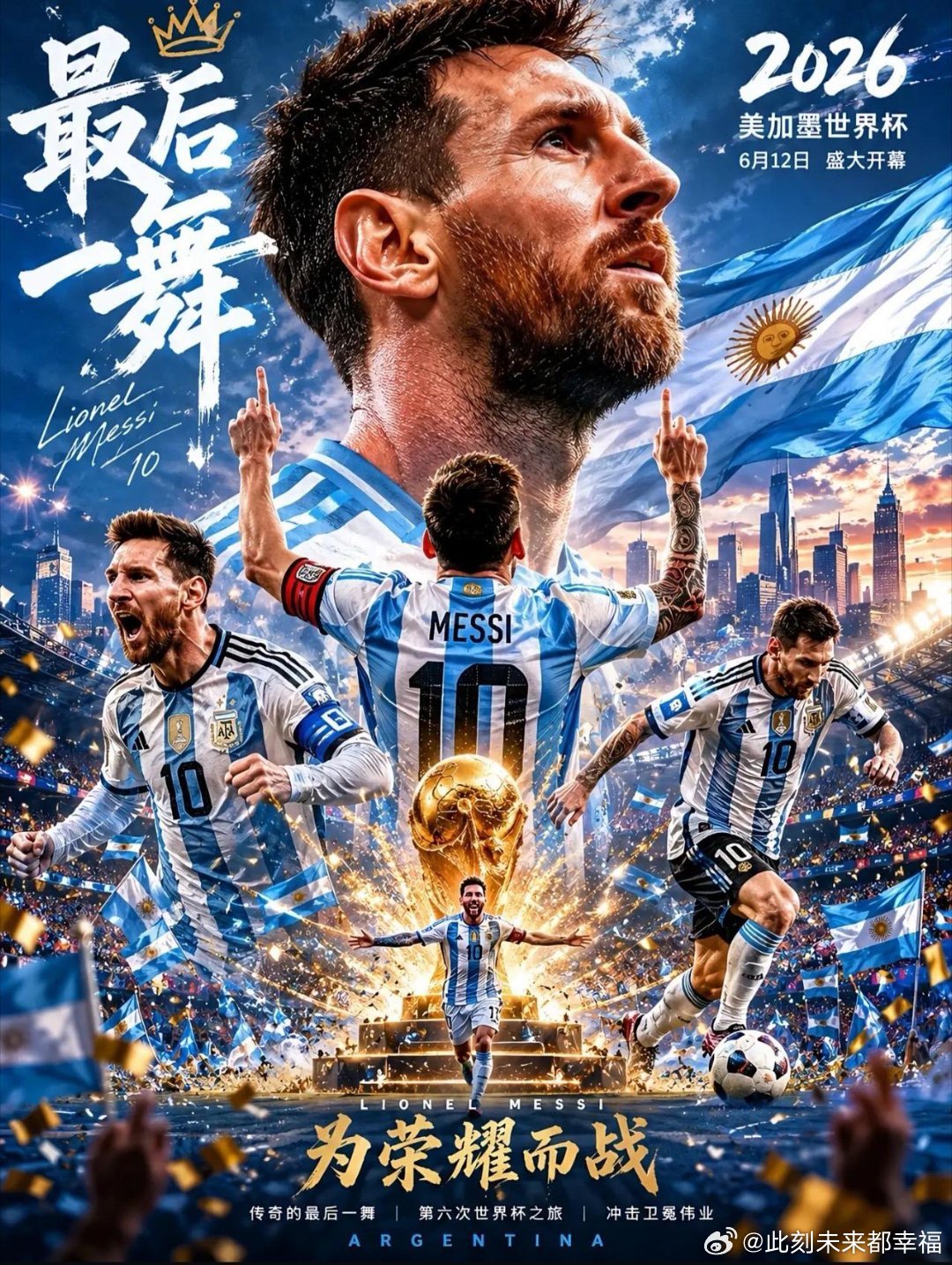 梅西的最后一场世界杯，全场都在为他呐喊。当他带着阿根廷队捧起大力神杯，每一步都像