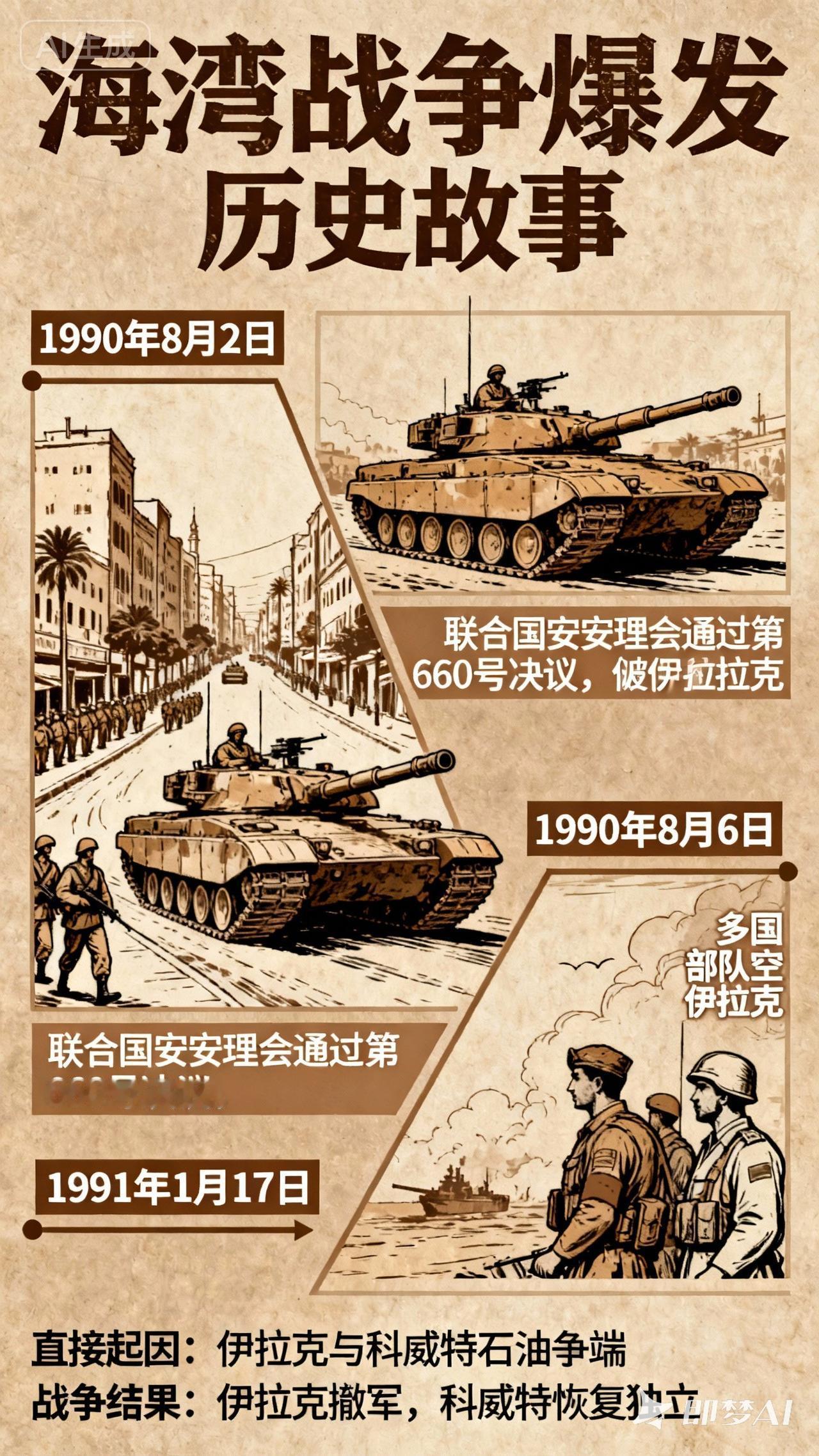 世界历史故事之九十: 海湾烽烟：一场改变世界的闪电之战
 
1990年8月2日，